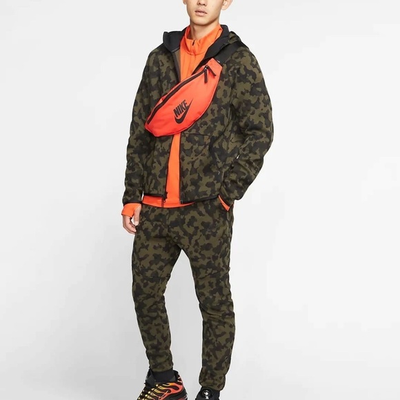 Nike Tech Men’s Fleece Camo Windrunner Hoodie Zip Jogger Pants Tracksuit Sz M - Picture 1 of 11